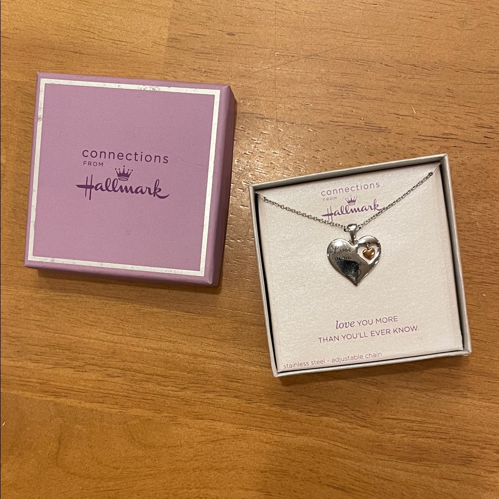 Hallmark Collections Heart Pendant Necklace “Love You More” New In Box